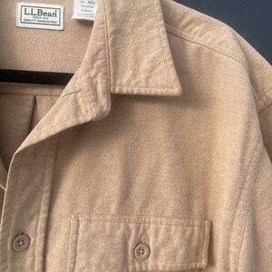 Vtg. L.L. Bean Shirt Men's Chamois Flannel Button Down Tan Large
